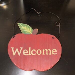 Wooden Apple Welcome Sign